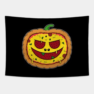 Pizza Halloween - Funny Pumpkin Pizza Face Tapestry