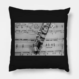 Traditional flute instrument on sheet music Pillow