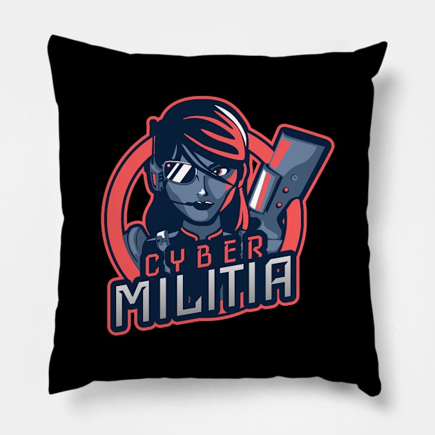 Cyber Militia Pillow by Cyber Club Tees