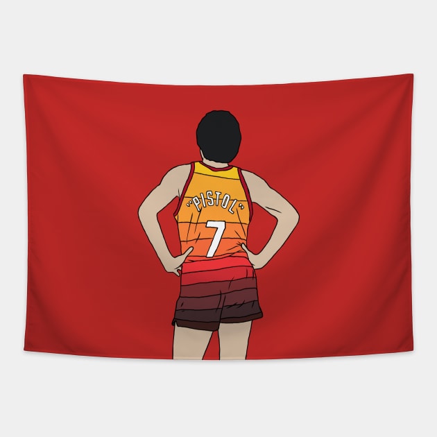 "Pistol" Pete Maravich City Jersey Tapestry by rattraptees