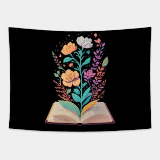 Flowers growing from book Tapestry