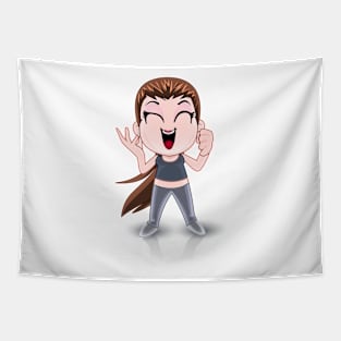 smart beautiful Girl cartoon character Tapestry