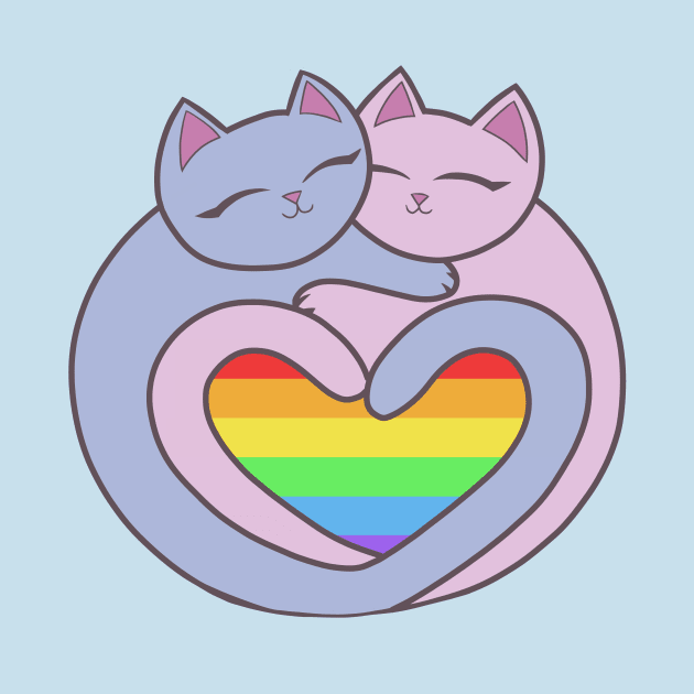 Rainbow Pride Heart Cats Kawaii by xenotransplant