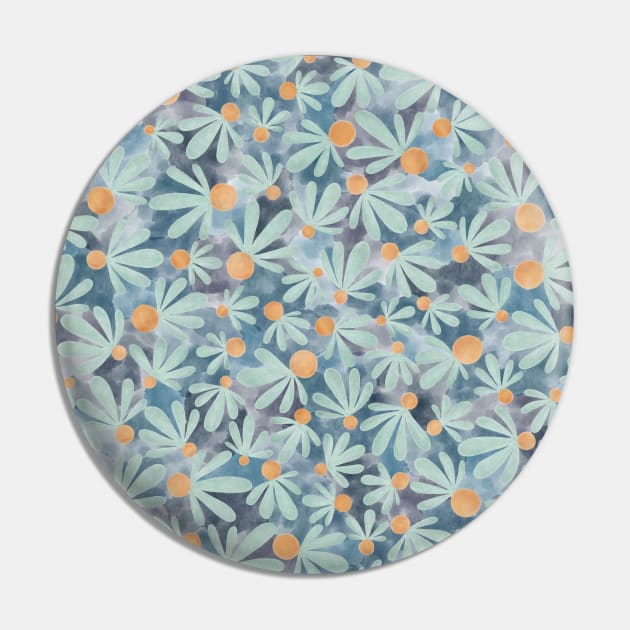 Orange and Turquoise Floral Pattern Pin by ToiledeLina