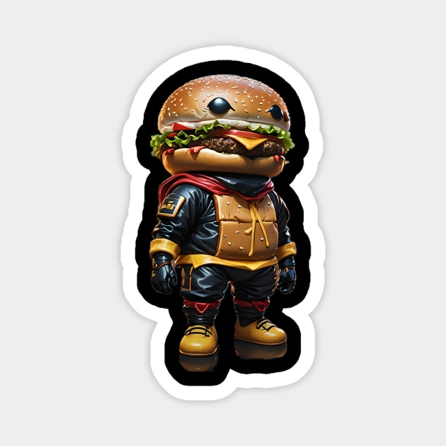 Ninja Cheeseburger Magnet by Lou Johnson