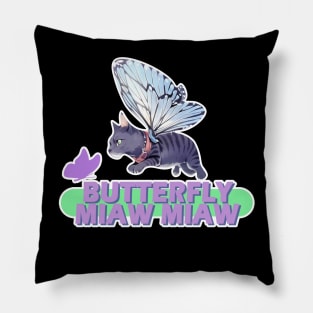 Butterfly cat funny flying cat with wings Pillow