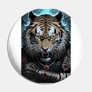 Powerful gothic tiger Pin