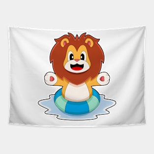 Lion Swimming Lifebuoy Tapestry