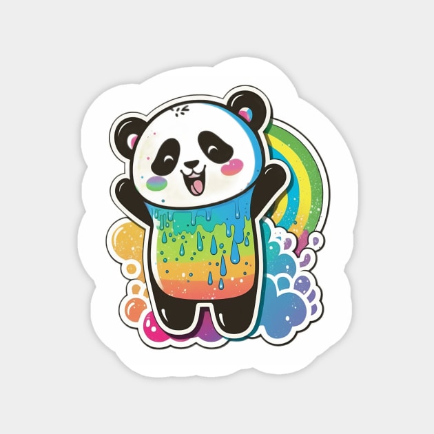 Cute Cartoon Panda Rainbow Colourful Funny Kawaii Magnet by kiddo200