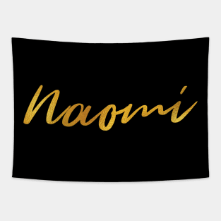 Naomi Name Hand Lettering in Faux Gold Letters Tapestry