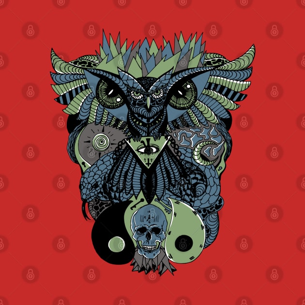 Mellow Cool Owl And Ageless Skull by kenallouis