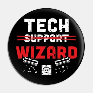 Tech Support Wizard Helpdesk Men Computer Technician Pin