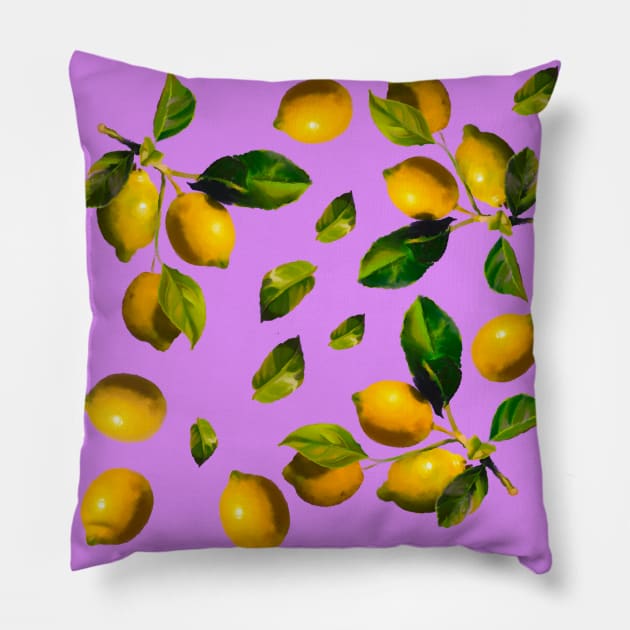 Watercolor seamless lemon pattern Pillow by shikita_a