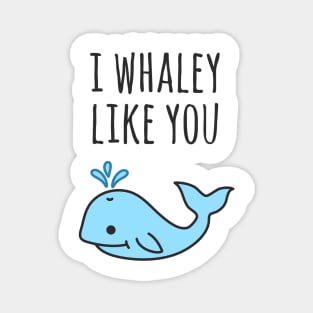 Cute I Like You Whale Pun Magnet