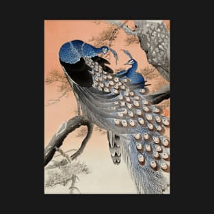 Two peacocks on tree branch by Ohara Koson Ukiyo-e Japanese art T-Shirt