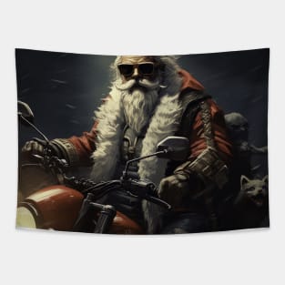 Santa Claus on bike Tapestry