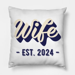 Wife Est 2024 Just Married Honeymoon Wedding Couple Pillow