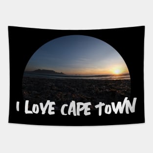I Love Cape Town Table Mountain Sunset Tapestry
