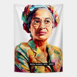 Black History Month: The Back of the Bus with Rosa Parks on a light (Knocked Out) background Tapestry