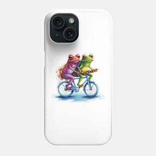 two frogs riding a bicycle Phone Case