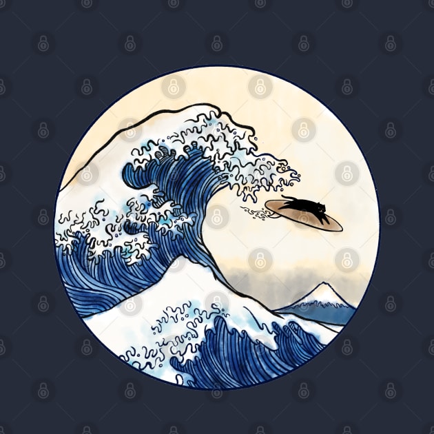 Great Wave off Kanagawa Cat Surfer by Chewbarber