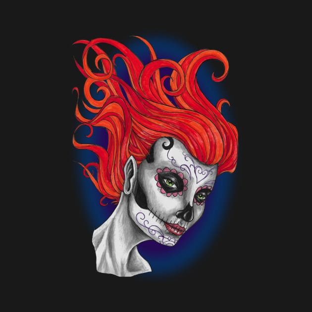 Dia de Los Muertos Sugar Skull Lady by Redemption Tshirt Co.