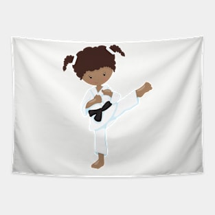 African American Girl, Karate Girl, Black Belt Tapestry