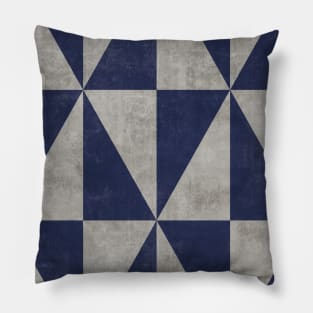 Geometric Triangle Pattern - Grey, Blue Concrete Pillow