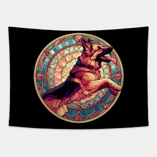 Art Nouveau Style German Shepherd - Alsation Dog Tapestry