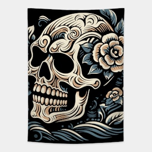 Skull- Full Tattoo Design 3 Tapestry