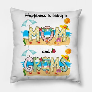 Happiness Is Being A Mom And Grams Summer Beach Happy Mother's Pillow