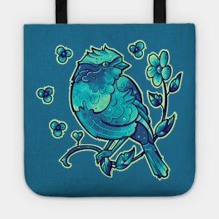 aqua blue bird Tote