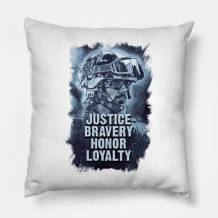 Justice Bravery Honor Loyalty Warriors Code of Conduct Pillow