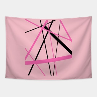 Criss Crossed Pink and Black Stripes Tapestry