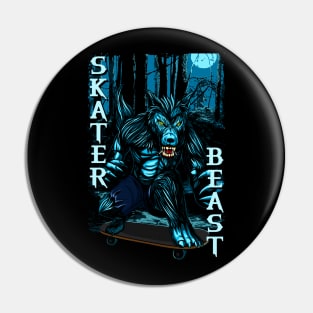 Werewolf, Skateboard, Skater, City, Halfpipe Pin