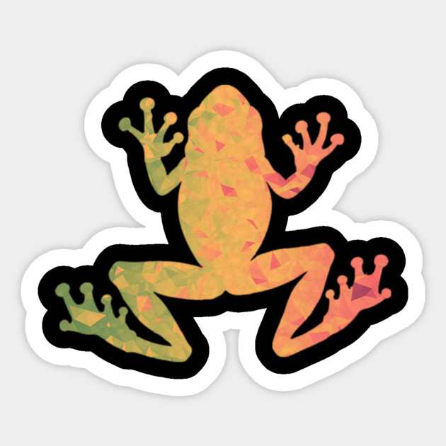 Green Yellow Rasta Frog Lover Colorful Silhouette Amphibian Gift - Colorful - Sticker