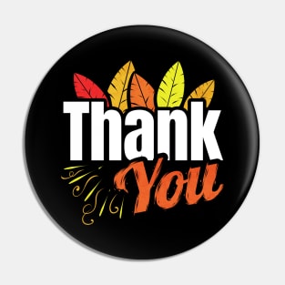 Thank You Logo with Colored Feathers Thanksgiving Pin