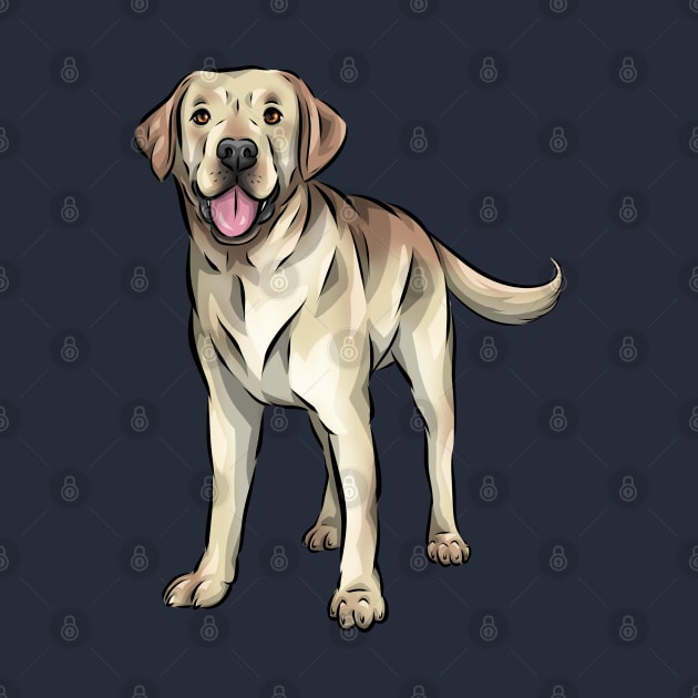 Cute Yellow Labrador Dog by Shirin Illustration