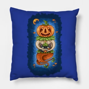 Halloween Pumpkin with Cats Head Pillow