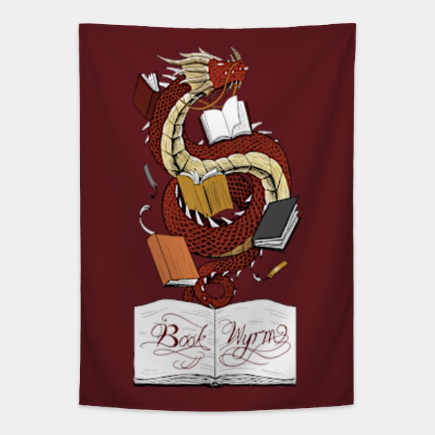 Book Wyrm (crimson) Tapestry by el_graphinx