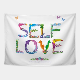 SELF LOVE - tropical word art Tapestry