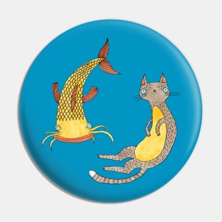 Cat and the catfish Pin