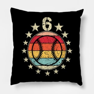 Kids 6Th Birthday Baseball Sixth 6 Year Old Birthday Boy Girl Pillow