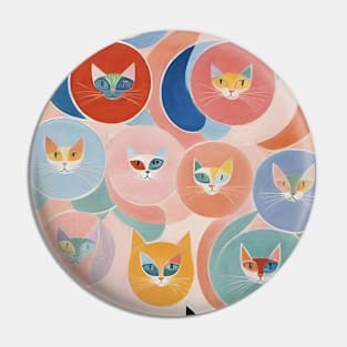 Hilma af Klint's Abstract Catopia: Whimsical Feline Reverie Pin