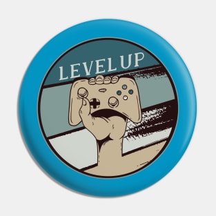 Level Up Gaming Nerds Vintage Retro Style Design Pin