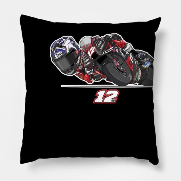 Maverick Vinales Toon Pillow by lavonneroberson