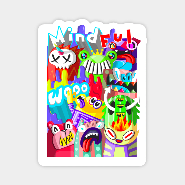 mindful wooo doodle 333 Magnet by chachazart