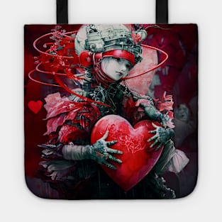 Valentine 2053 No. 1: Futuristic Valentine's Day on a Dark Background Tote