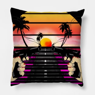 Guns Blazing Into The Sunset Pillow