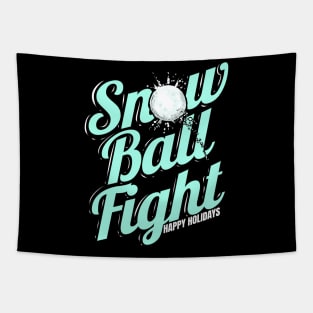 Snow Ball Fight Happy Holidays On Christmas Tapestry